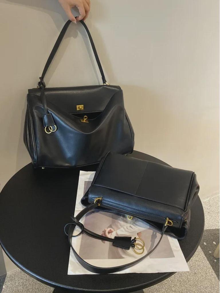 Dámská velká kabelka přes rameno z teletiny s uzávěrem – Neformální nákupní taška pro dojíždění