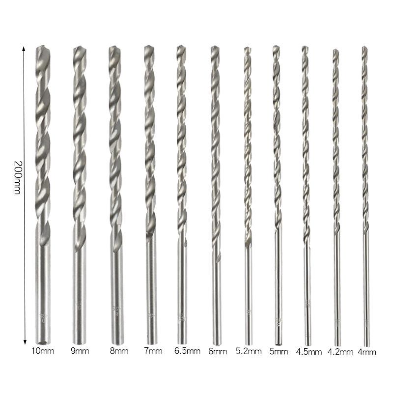High-Speed Steel Extended Twist Drill, Straight Shank, 150mm/200mm Length