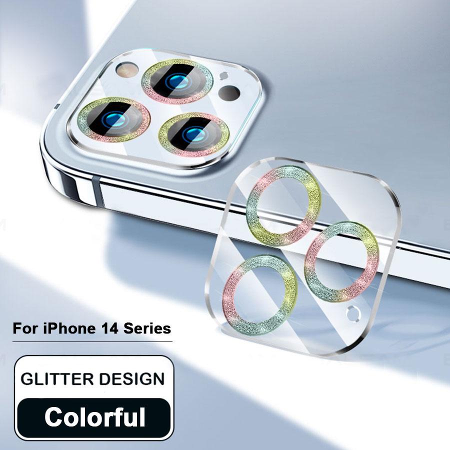 

Для iPhone 15 14 13 12 mini 11 Pro Max Glitter Diamond Bling Camera Lens Protector Загартоване скляне кільце iPhone 14 Pro різнокольоровий