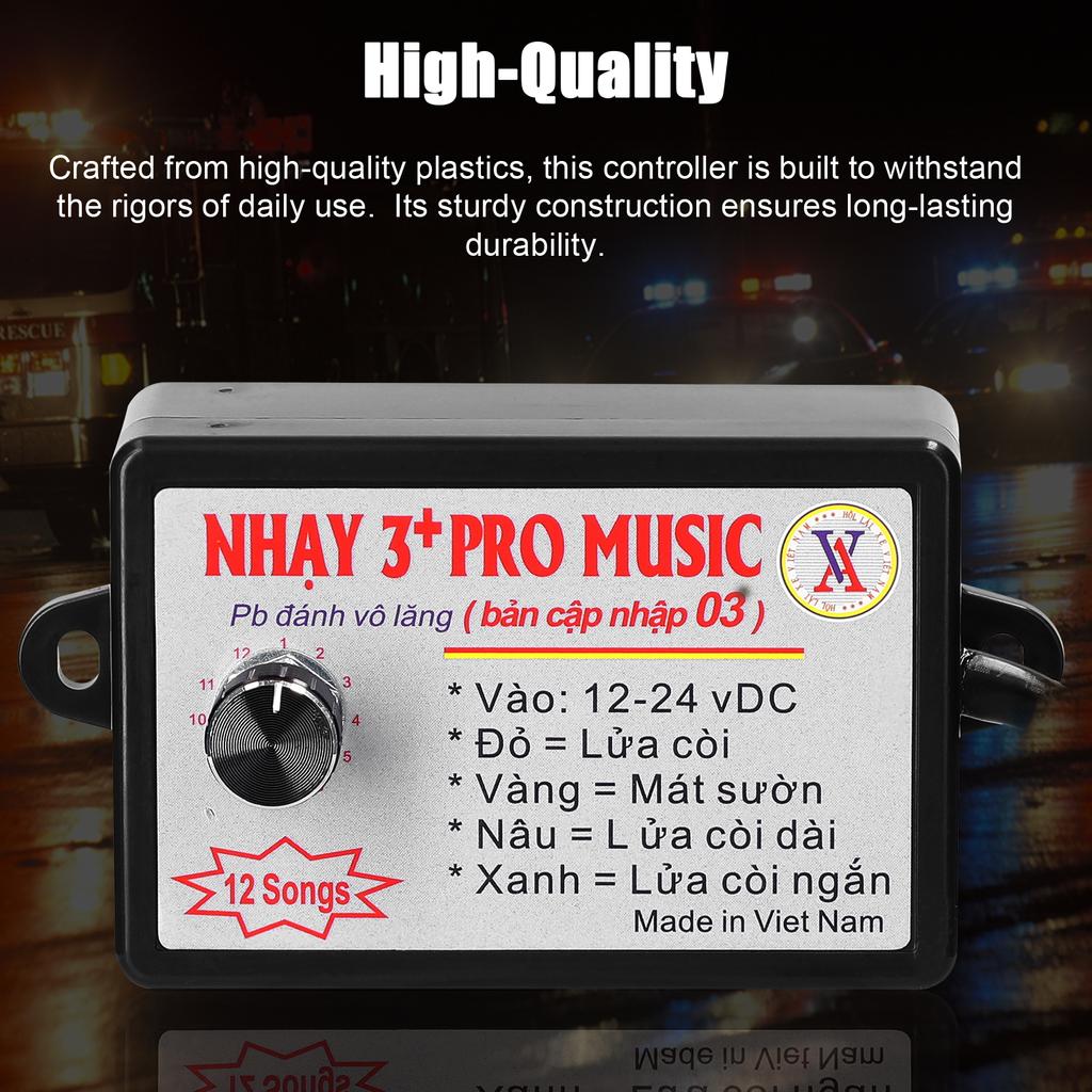 Car Horn Controller Electric Horn Speaker Sound Control Unit with 12 Sound Effects Switching 12-24V for Car Truck Marine Boat