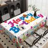 1 Stück Tischdecke, Happy Birthday bunte Ballons in 3D-Buchstaben, weiße Tischdecke, bunte Flecken und Farbezyc