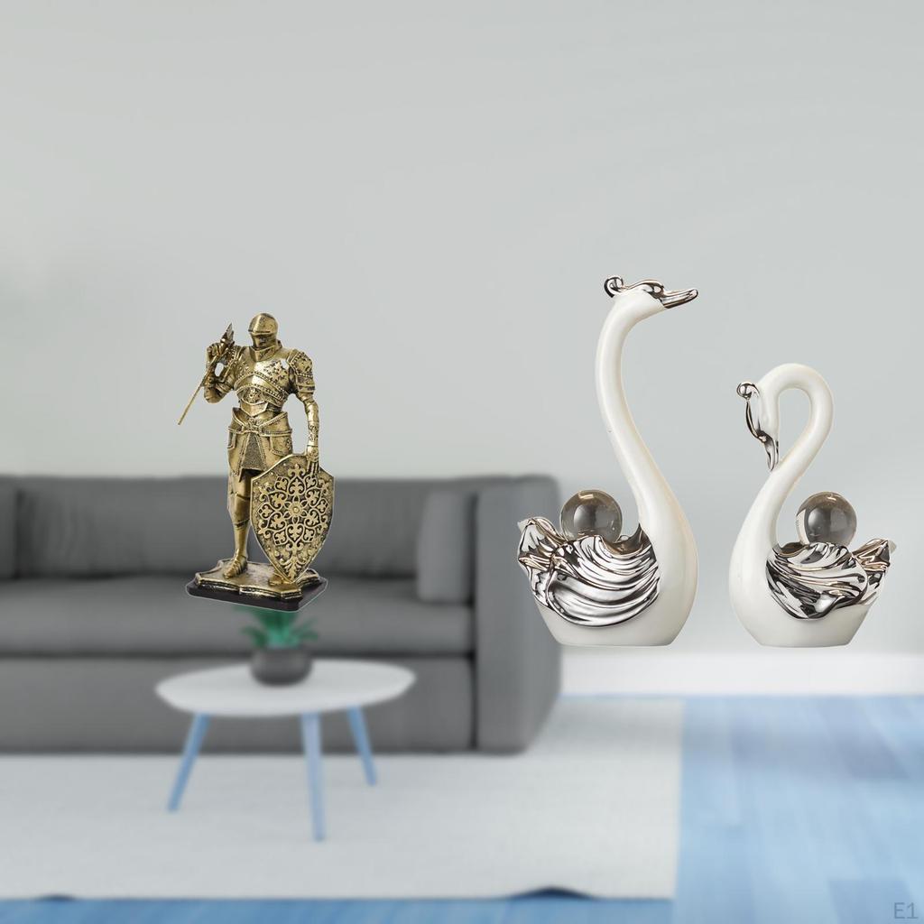 Nordic Knight Swan Resin Porcelain Figurine Abstract Art Ornament Sculpture Collection Crafts Animal