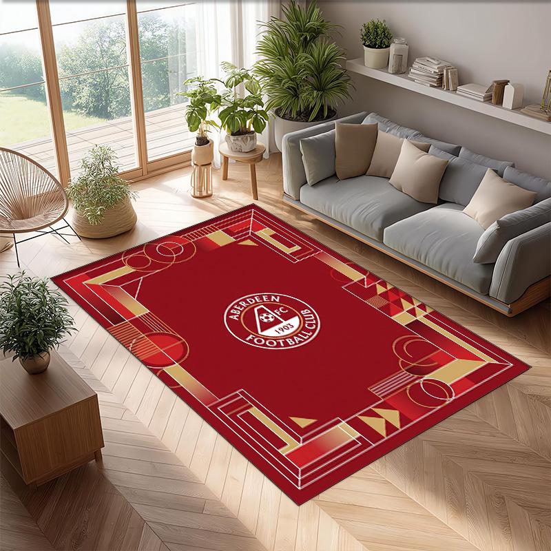 Aberdeen FC Soccer Football Pattern Soft Area Rug Non Slip Indoor Floor Carpet Sports Decor Mat for Bedroom