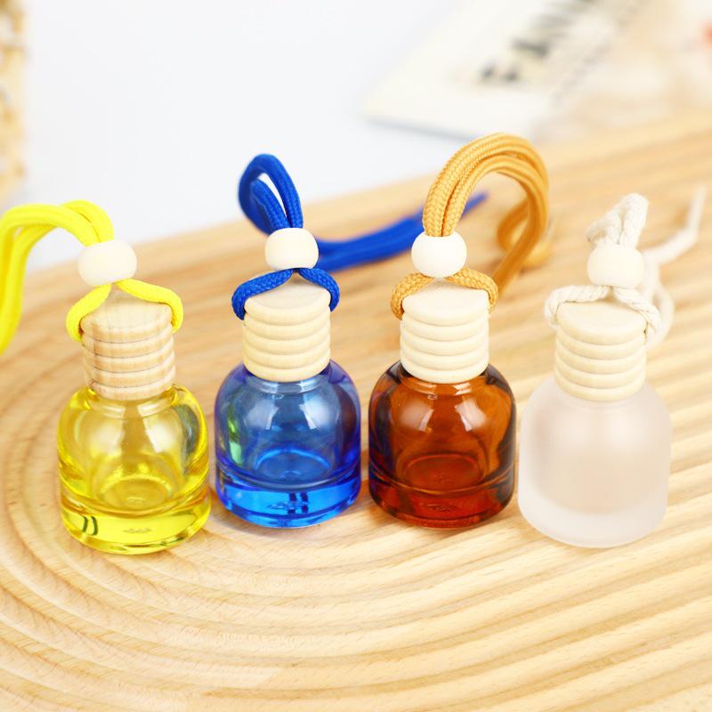 Transparent Refillable Car Air Freshener with Wooden Lid and Lanyard