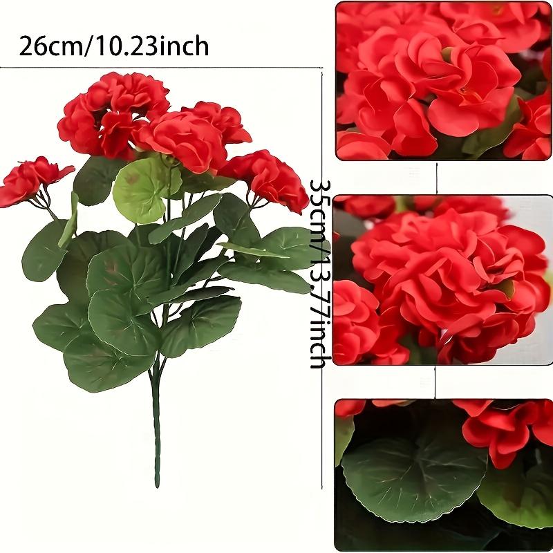 Weatherproof Geraniums | Lifelike Red Faux Flowers for All-Season Outdoor Use & Indoor Decor - Perfect Garden, Patio, and Home Centerpiece