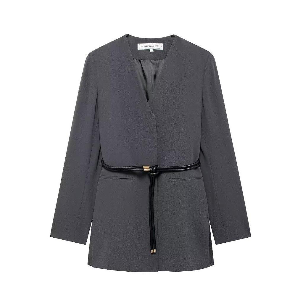 ZA Women's Cross-Border Commuter Suit: Belted Jacket + Straight Pants Set (8941178 8959178)