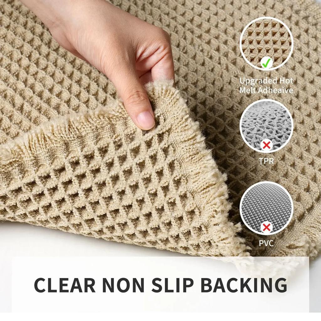 Polyester-cotton Waffle Bath Mat Bathroom Door Mat Anti-slip Foot Mats Water-absorbent, Quick-drying Floor Towel Anti-slip Rug