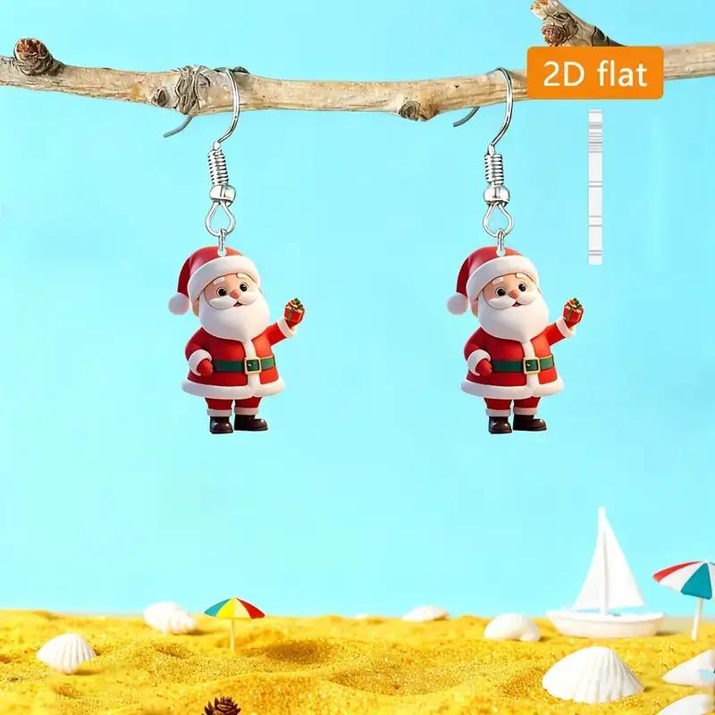 Versatile Santa Claus Acrylic Earrings for Christmas & New Year Festival