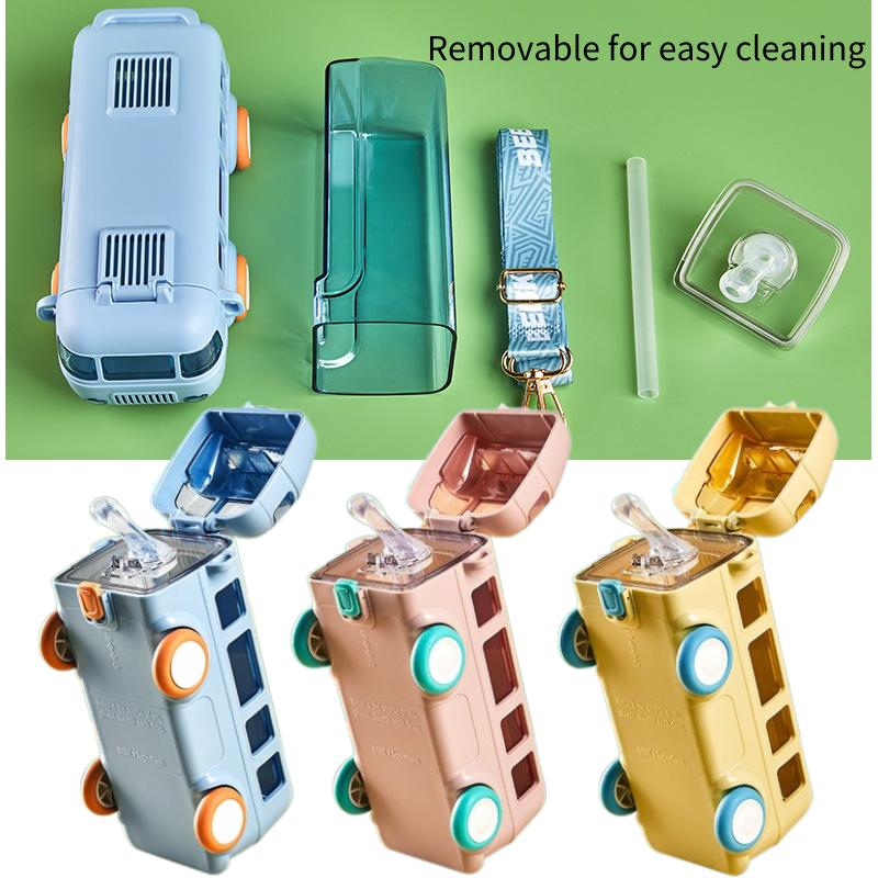 500ml Cartoon Babybus Bus Design Kids Baby Water Bottle Straw Cup Outdoor Travel