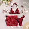 Women Sexy Triangle Split Bikini Suit Set Tie Side G-String Thong Swimsuit One Shoulder Elastic