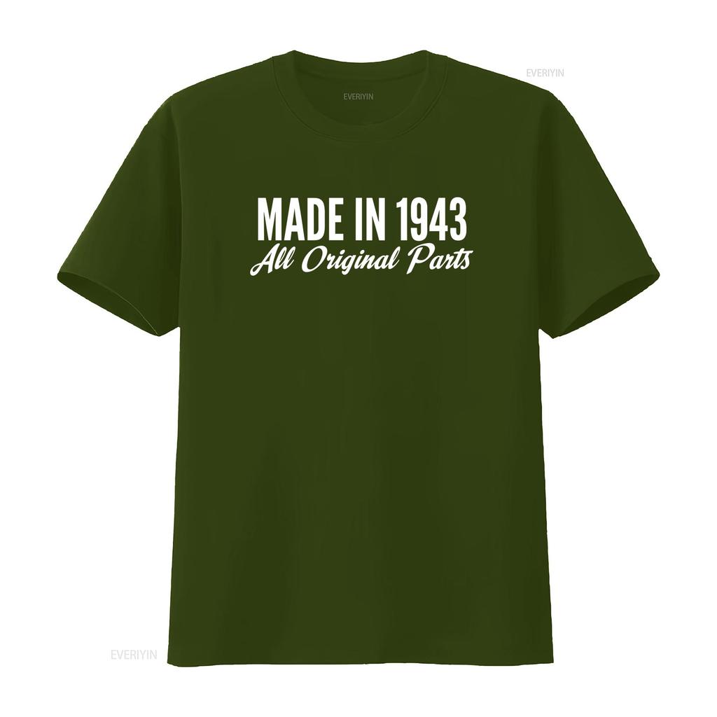 Vintage Style Made in 1943 All Original Parts T Shirt Retro Birthday Present Idea vintage Washed Casual Versatile streetwear