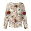 Women's Casual Fashion Long-Sleeve Single-Breasted Christmas Print Jacket