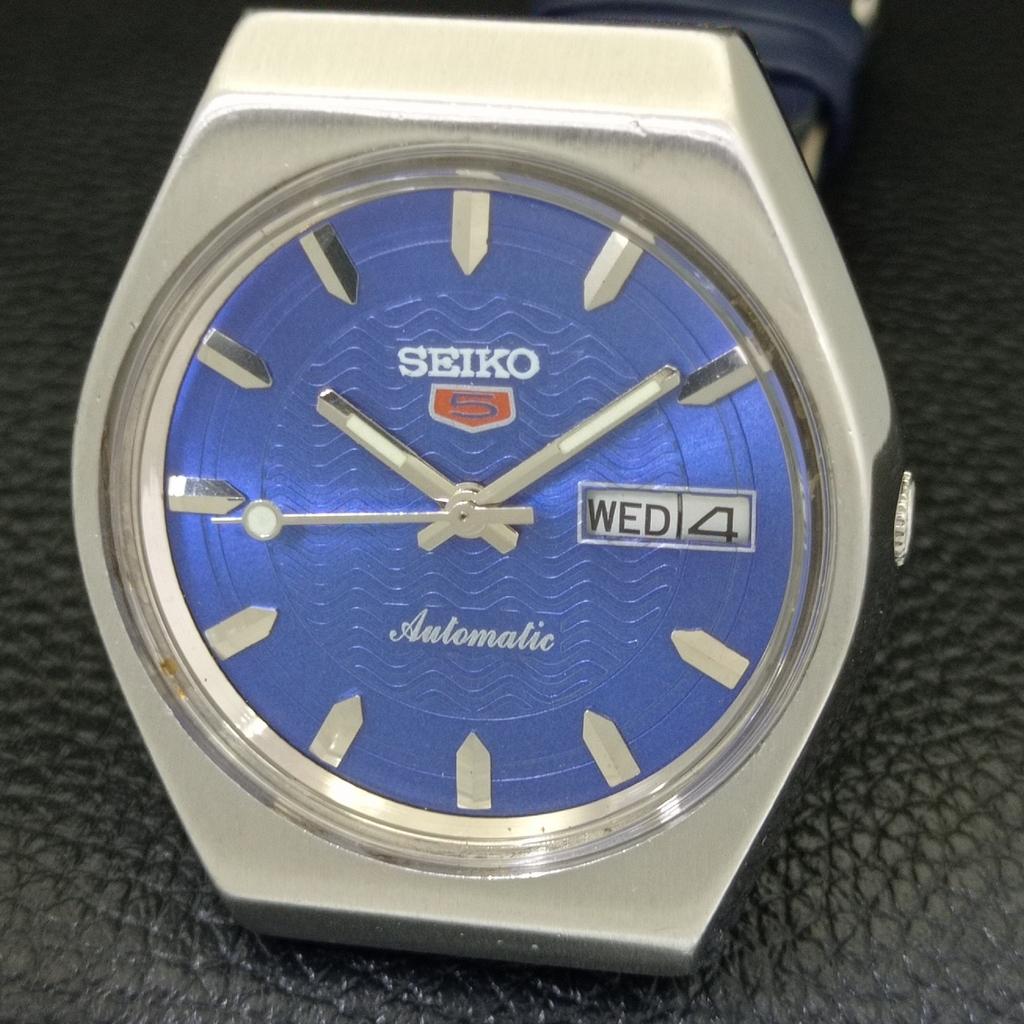 VINTAGE SEIKO 5 AUTOMATIC 6349A JAPAN MENS BLUE COLOR DIAL WATCH a701270-5 R206a-a701270