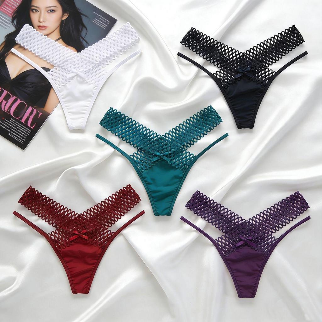 Women's European & American Cross-Strap Ice Silk Seamless See-Through Temptation Panties