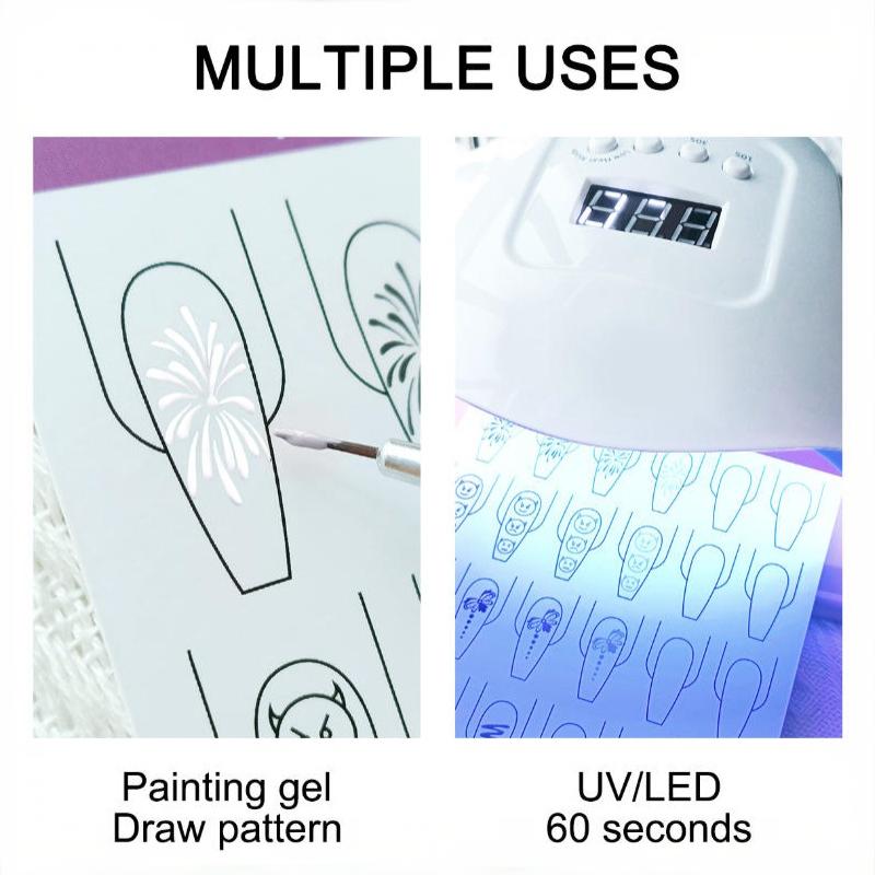 10 ks Papír na cvičení linek pro nail art Šablona na kreslení a malování Kniha pro učení Manikúrní nástroje Průvodce UV gelovým lakem Doplňky na nehty