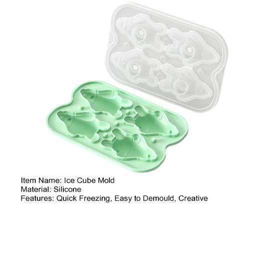 Eiswürfelform mit Deckel Liegender Bär Flexible Silikon-Eiswürfelform Auslaufsicher Stapelbarer Eiswürfel-Aufbewahrungsbehälter für die Heimbar