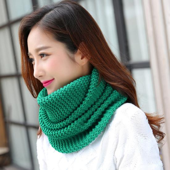 Fall Winter Warm Fashion Women Solid Color Pullover Neckerchief Knitted Scarf