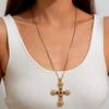 PuRui Creative Gold Color Cross Pendant Necklace for Women Fashion Gothic Fine Long Chain Banquet Party Aesthetic Zircon Gift