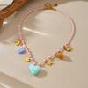 Colorful Braided Choker Necklace with Multi Charms for Women