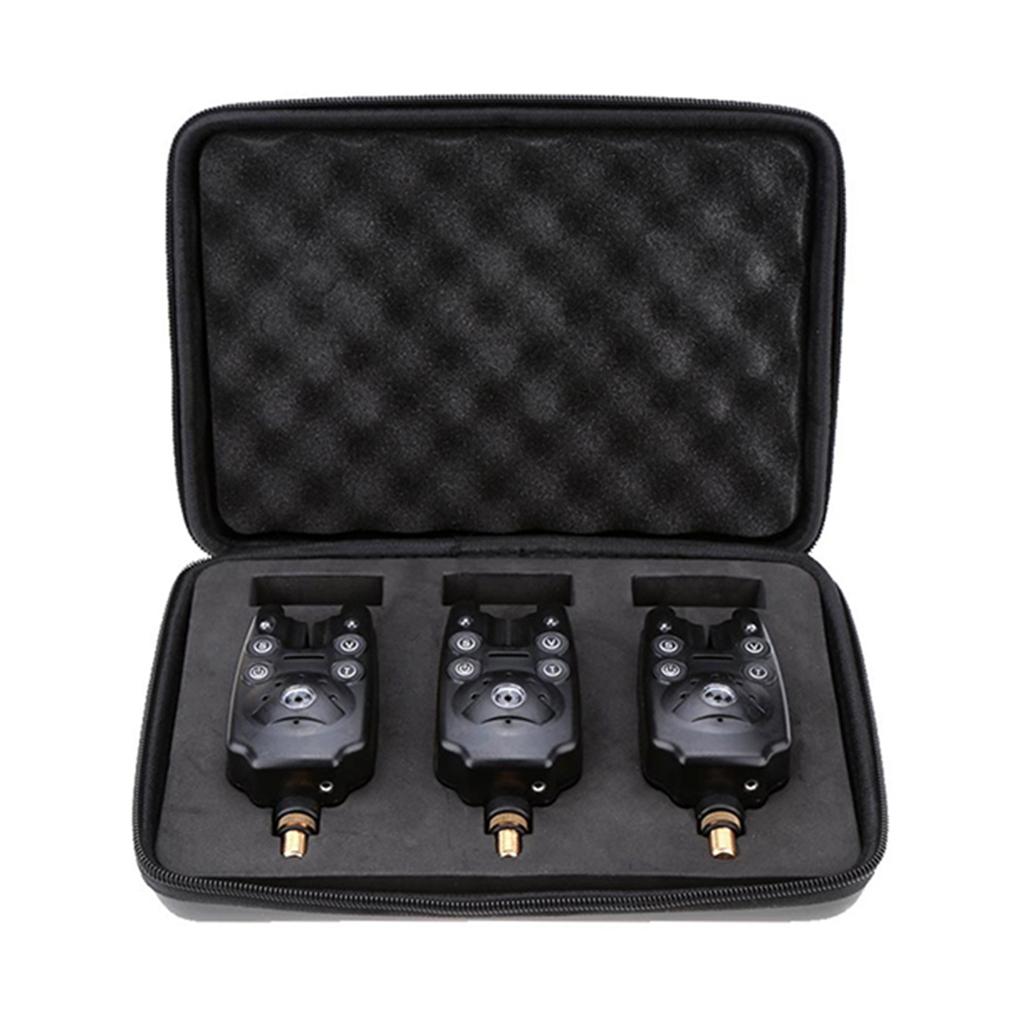 3 ks Modré LED hlásiče záběru pro rybářský prut Voděodolné Nastavitelný tón Hlasitost Citlivost Zvukové upozornění