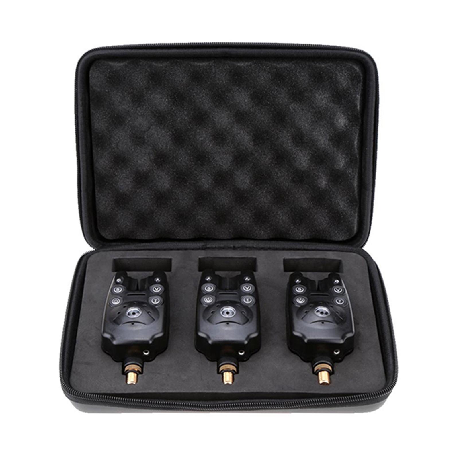 Shoemst Black 3Pcs Blue Led Fishing Bite Alarms For Fishing Rod Water Resistant Adjustable Tone Volume Sensitivity Sound Alert