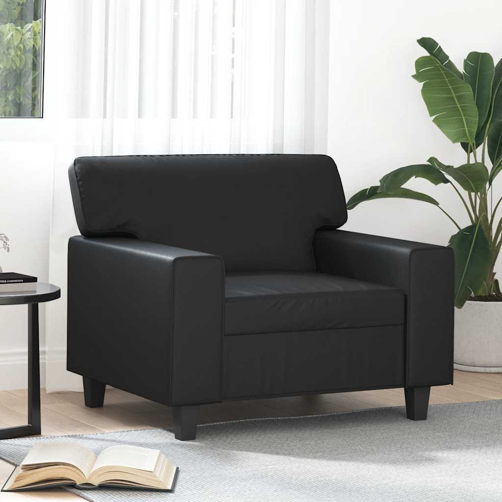 Vidaxl Sessel, Schwarz, 60 cm, Mit Kunstleder bezogen
