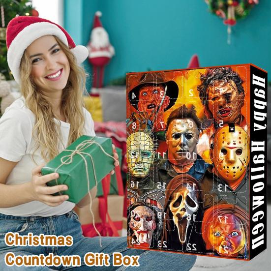 Halloween Advent Calendar 2025 24 Days Countdown Calendar with 24 Pcs Collectible Horror Pendants/Earrings Surprise Gifts for Halloween Decor