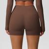 Brushed Solid-Colour High-Waisted Slim-Fit Stretch Yoga Shorts for Women – Perfect for Running, Fitness and Workouts