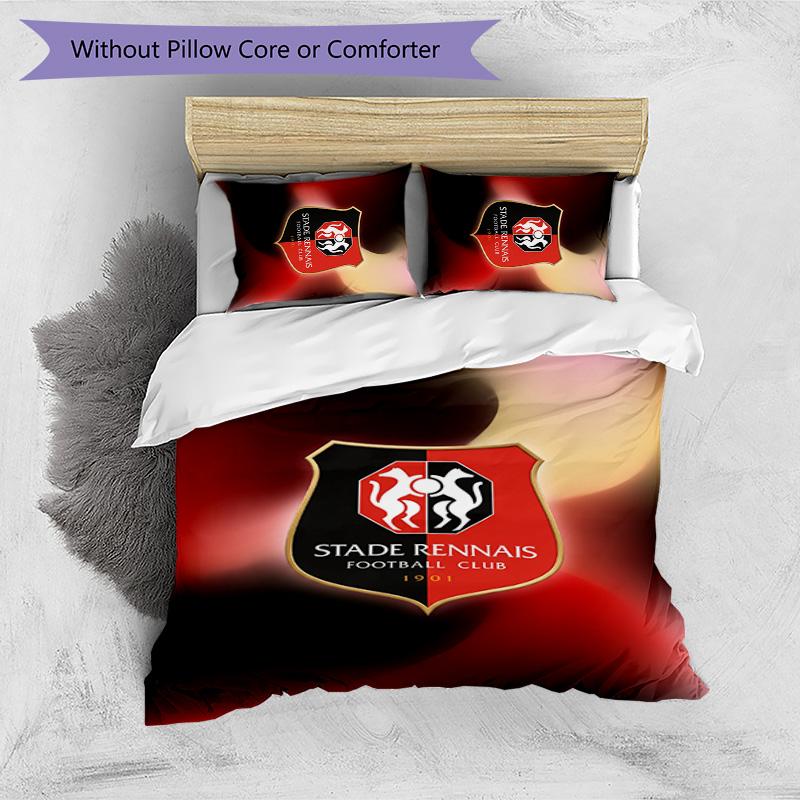 Stade Rennais FC Printed 3PCS Bedding Set Breathable Duvet Cover with Pillowcases Decorative Bed Linen for Bedroom Home