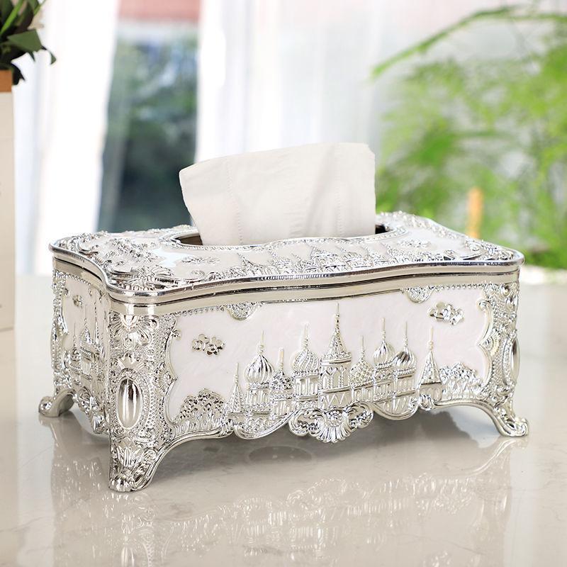 Creative European-style Castle Tissue Holder Storage Box Retro Acrylic Paper Box High-end Cafe Home Kitchen Fashion Paper Box