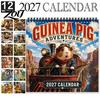 Guinea Pig Wall Calendar 2025 2027 Adventures Calendar, Cute 12 Monthly Planner with Creative Adventure Theme Imaginative Scenes, Spiral Bound Hanging