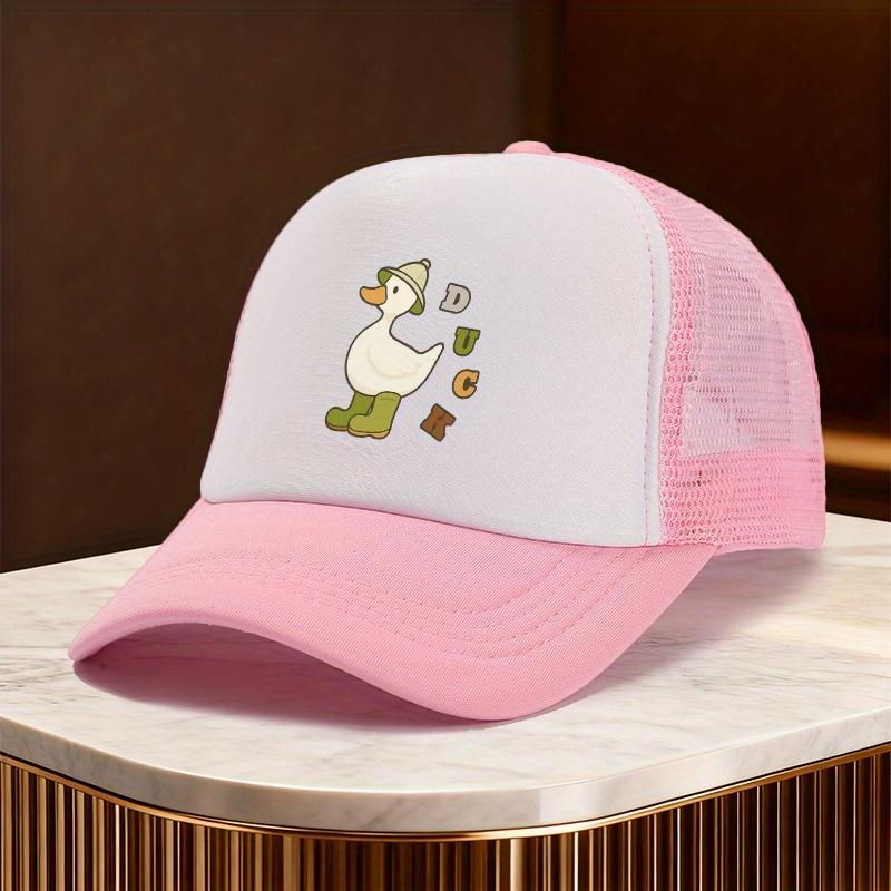 Cute Duck Boots Graphic Trucker Hat Unisex Polyester Mesh Baseball Cap Casual Adjustable