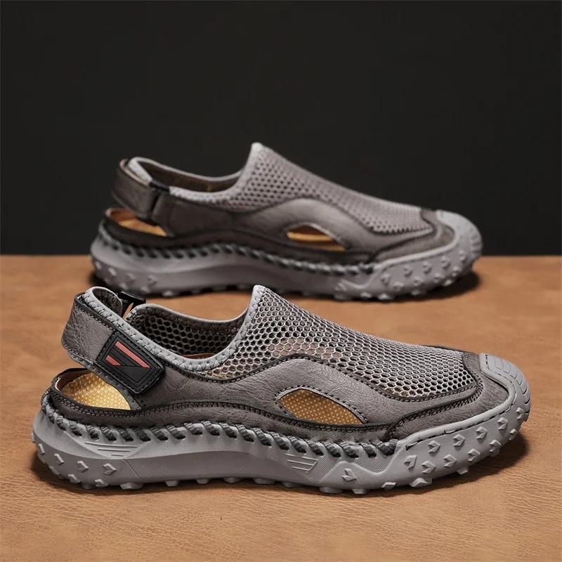 Sommer Herren Sandalen Leder Herren Freizeitschuhe Outdoor Herren Leder Sandalen für Herren Strandschuhe Römische Herren Slipper Zapatillas Herren