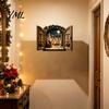 Winter Holiday Wall Ornament Santa Claus Window Light, 3D Lighted Christmas Decor, Warm LED Reindeer Snowy Indoor Home Decor Village Scene,