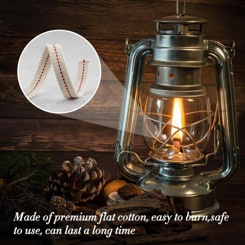3 Roll Braided Cotton Flat Oil Lamp Cotton Wicks 6.56ft Kerosene Lamp Wick with Stitches Braided For Oil Lamps Candle