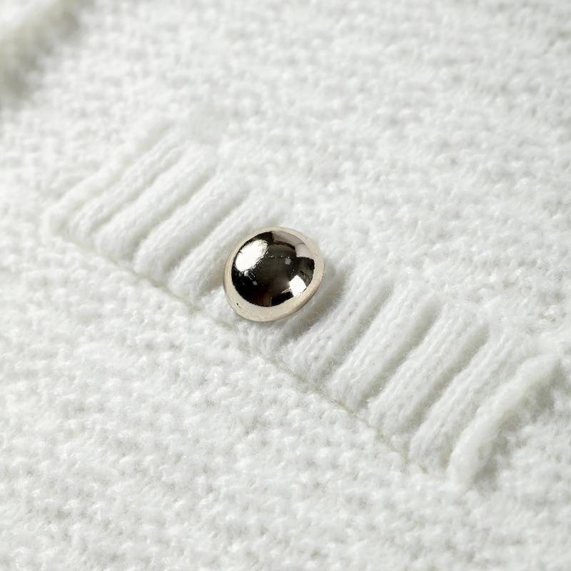 Elegant Knitted Tweed Cardigan Women Solid Single Breasted O-neck Short Sleeve Sweater Vest 2024 Autumn New Lady All-match Tops