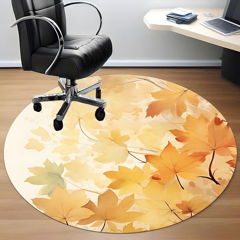1pc Autumn Leaves Office Round Area Rug, Indoor Mat Suitable For Office, Under Office Chairs Bedroom Living Room Home Decor, Room Deco