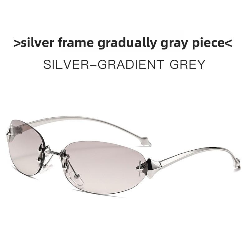 European Style Starry Elliptical Cat Eye Sunglasses With Uv400 Protection For Fashionable Sunwear Gray