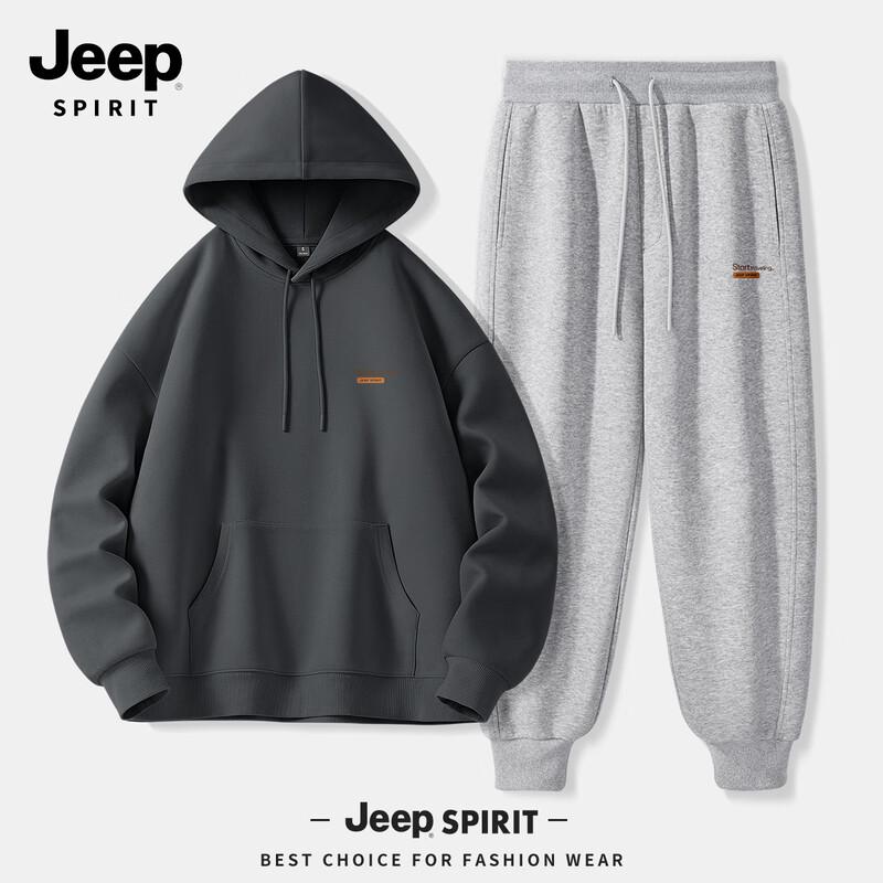 

JEEP SPIRIT Men s 2025 Autumn Hooded Sweatshirt & Sweatpants Set 2XL