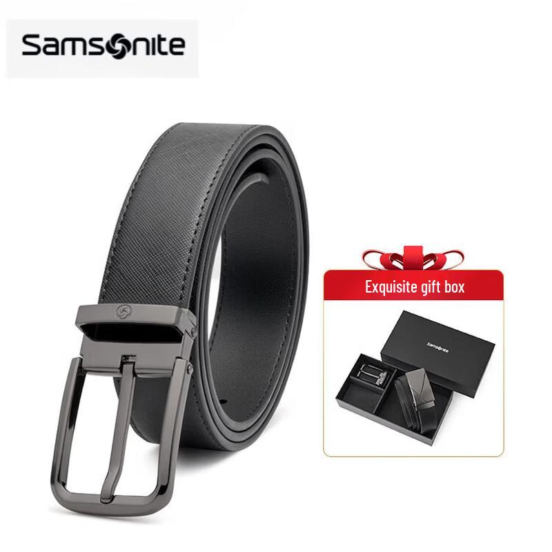 Мужской кожаный ремень Samsonite с двойной пряжкой, подарочный набор 120cm