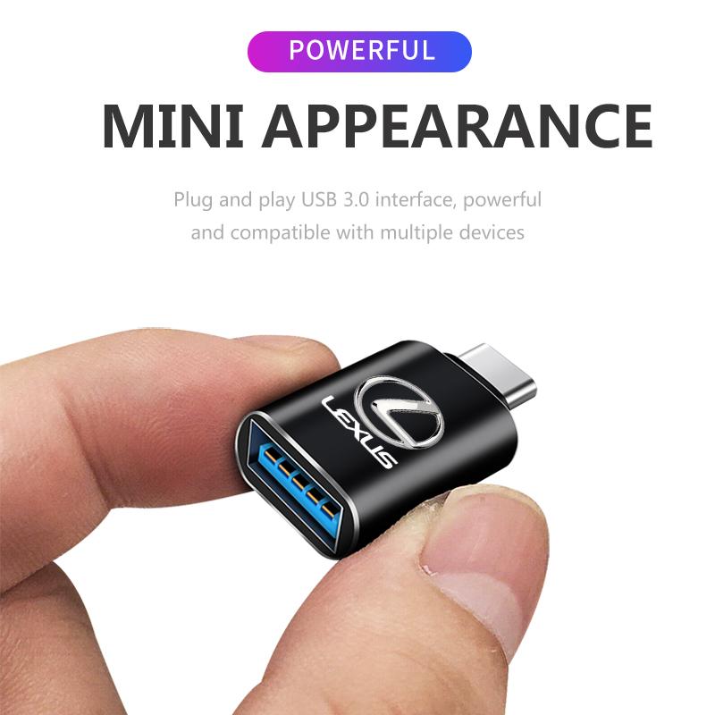 Car Type-C Turn USB3.0 Adapter Auto Converter Interior Parts For Lexus FSPORT LBX NX RX 350h 450h ES UX 300e GS GX IS LS LX CT