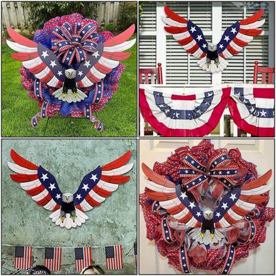 Aquila bandiera americana arte murale in metallo Giorno dell'Indipendenza 4 luglio cartello murale patriottico appendi porta aquila calva per muro portico anteriore decoro casa colonica