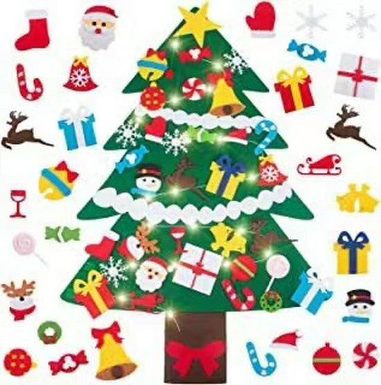 Children's DIY Felt 3D Christmas Tree with Handmade Ornaments