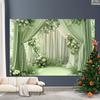 2D Flat Green Drape & White Rose Backdrop, Elegant Background for Engagement & Outdoor Wedding