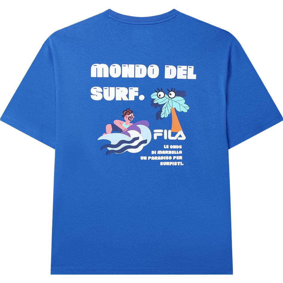 FILA Loose Fashion Short Sleeve T-Shirt Men Tops Delicate-Blue F11M329115F-BU