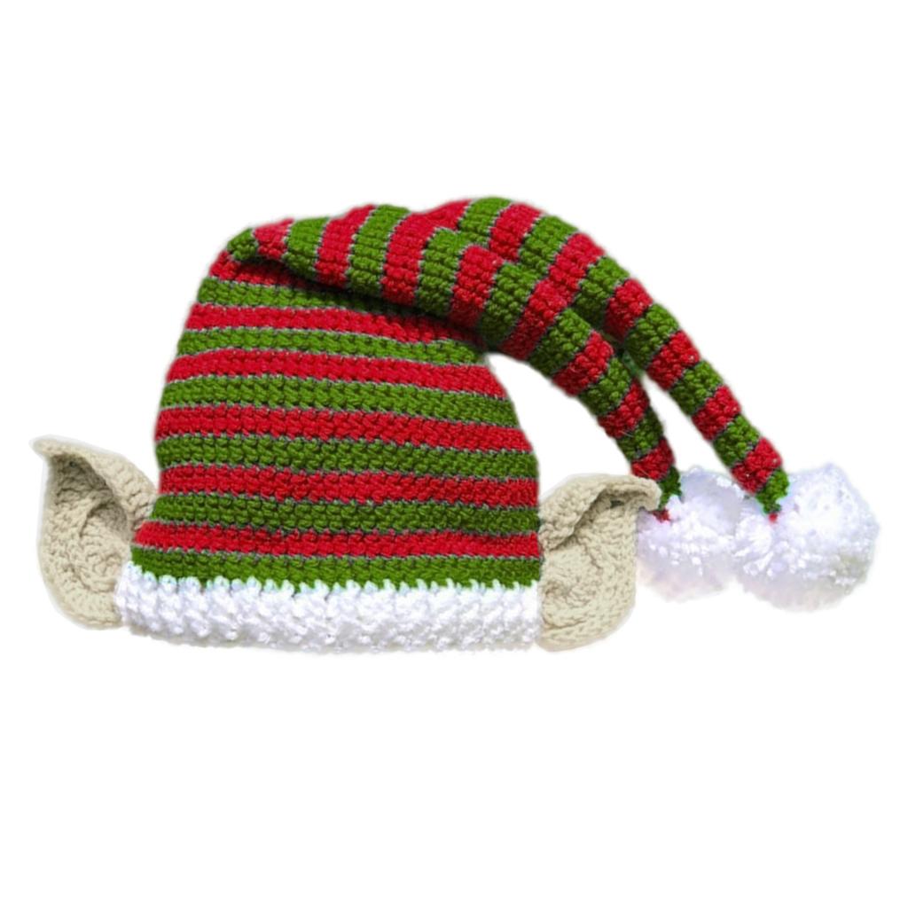 Christmas Santa Hats with White Plush Pom Knitted Christmas Party Hats Santa Hat for Adults Christmas Tree Ornament