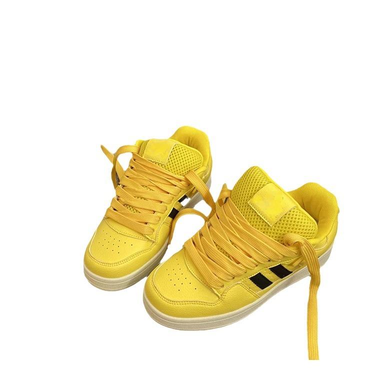 Bread Shoes Men and Women Couples Breathable Board Shoes Ins Hong Kong Style Trend Versatile Student Sports and Leisure Shoes Solid Color