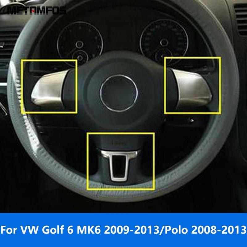 For Volkswagen VW Golf 6 MK6 2009-2013/Polo 2008-2013 Chrome Steering Wheel Cover Molding Trim Decoration Interior Accessories