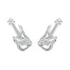 WOSTU 925 Sterling Silver Music Heart Note Stud Earrings Women Punk Gift Skull Hand Bass Studs Earring Hip Hop Jewelry Gift