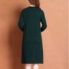 Women's Crew Neck Plus Size Knit Dress Autumn and Winter Color-Block Pullover Sweater Dress Over-the-Knee Mid-Length Knit Sweater